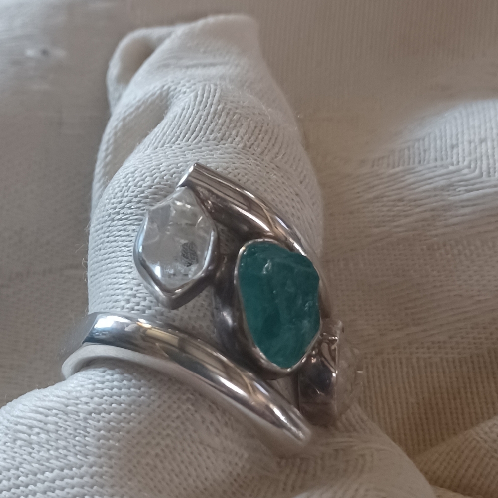 Lilly Barrack Multi Stone Ring, Herkimer Diamonds… - image 2